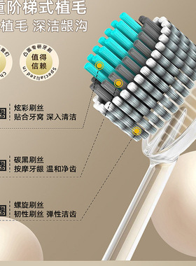 【下单立减50】新款高档山型凸面牙刷橄榄刷头螺旋弹力软毛护龈JL