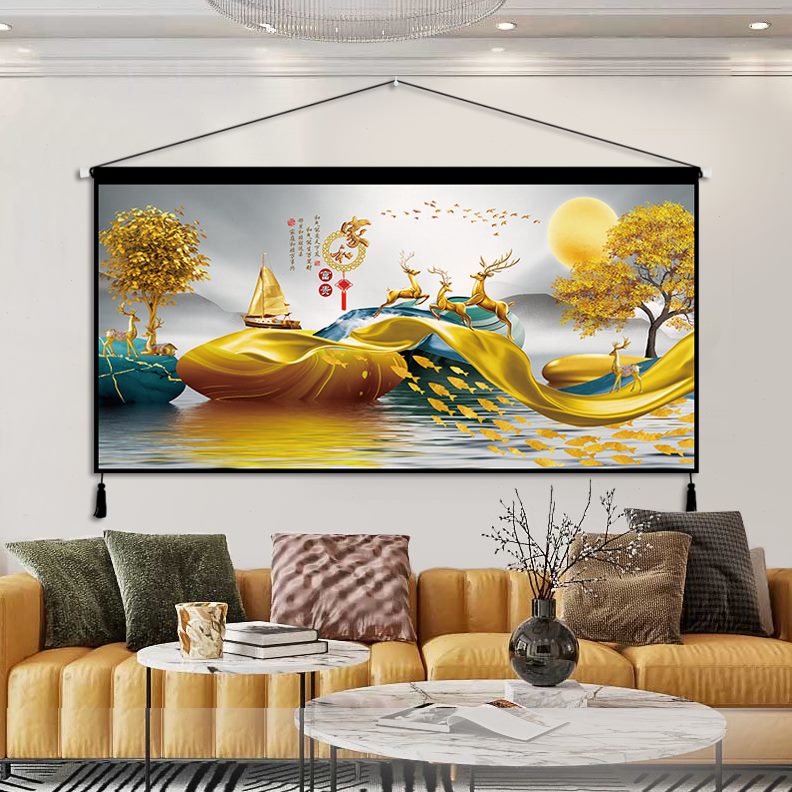 发背景墙装饰布艺画墙壁装饰财挂毯挂画鹿墙布客厅挂布背景布卧室图片