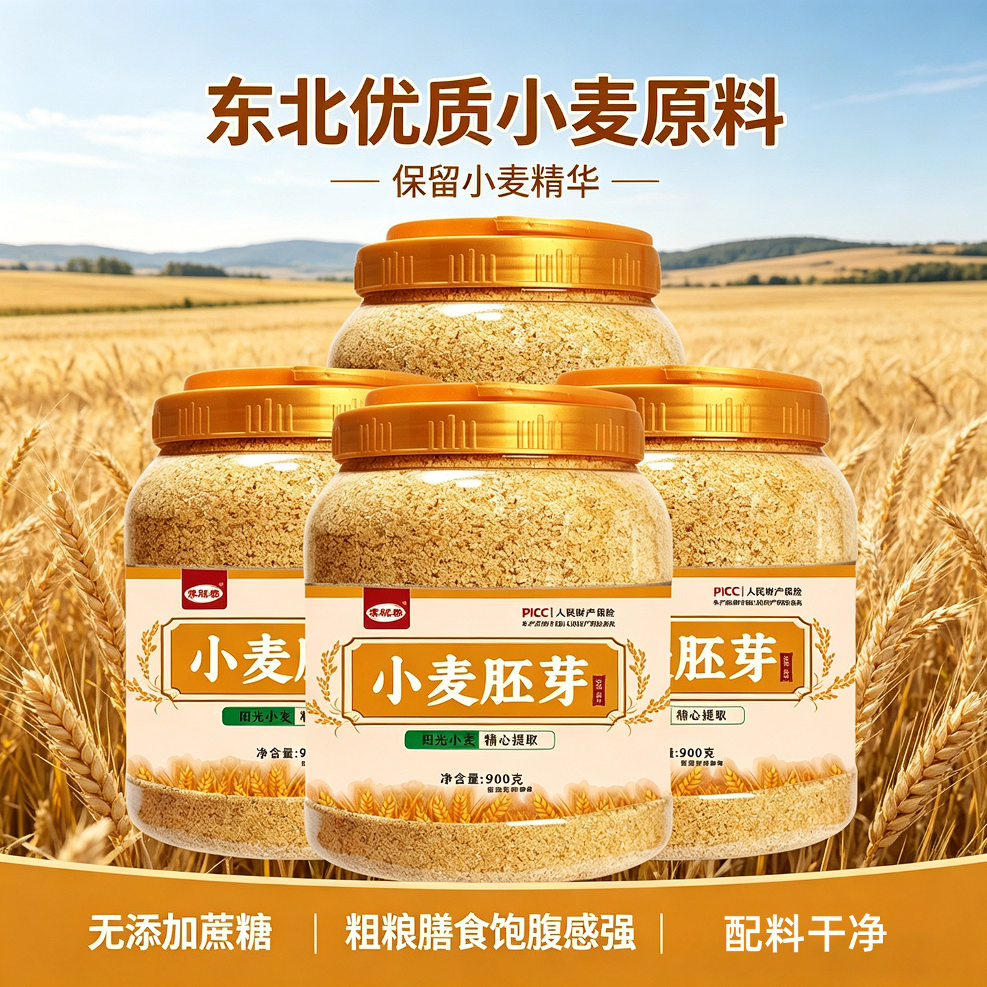 小麦胚芽冲泡即食饱腹粗粮代餐粉大桶实惠富硒熟麦芽粉无添加蔗糖