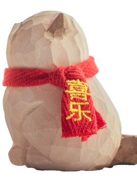 [布偶猫] 实木木雕小猫元素办公桌车载系装饰摆件创意礼物