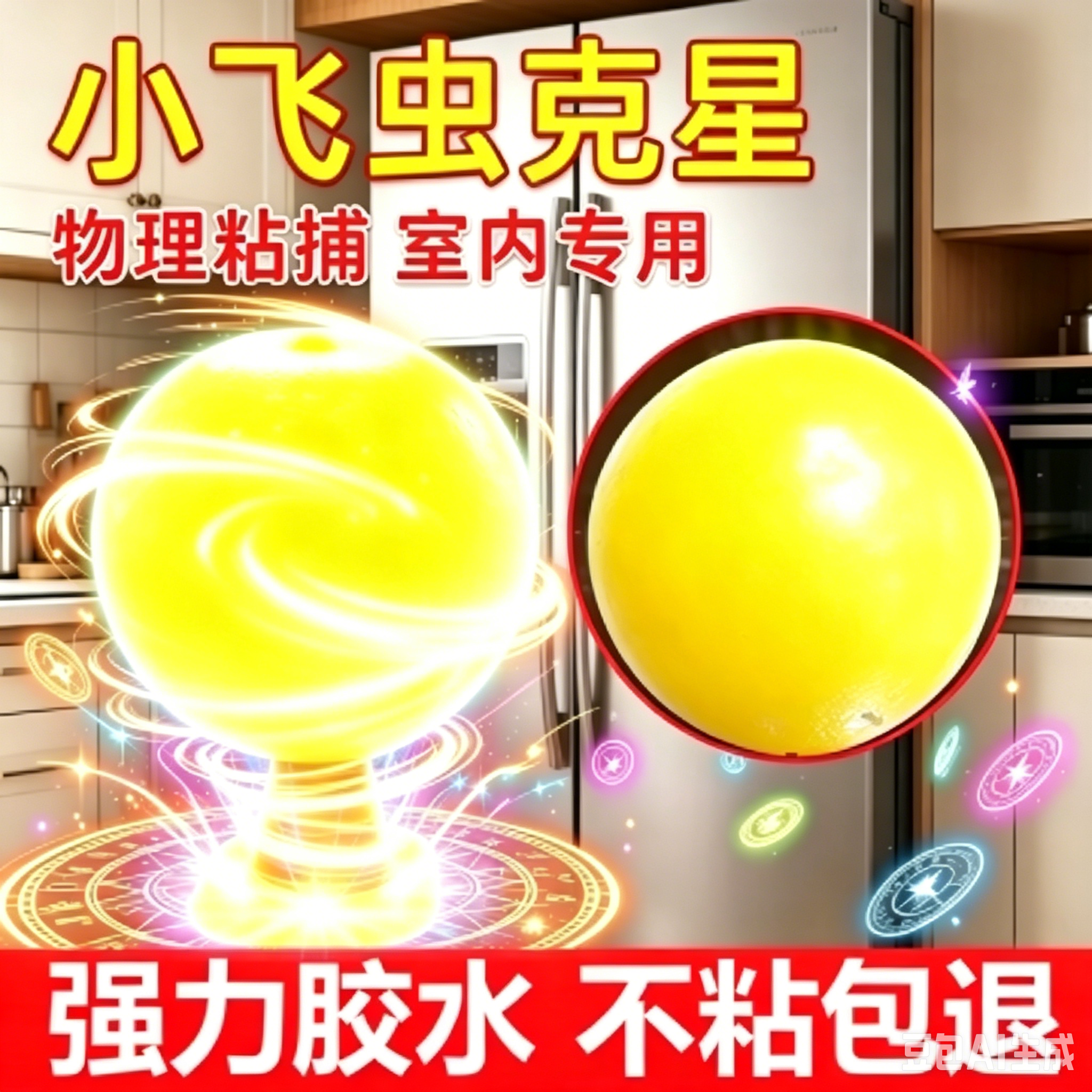 果蝇诱捕器小飞虫灭杀神器室内去除飞虫神器厨房蠓虫粘虫球诱苍蝇