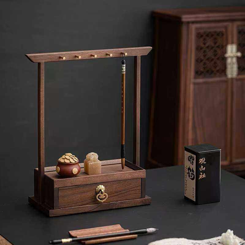 实木毛笔挂架新中式多功能文房四宝摆件书法笔搁收纳置物架小笔架,模玩/动漫/周边/娃圈三坑/桌游,模型制作工具/辅料耗材,淘宝优惠券,粉丝福利购,淘宝优惠卷