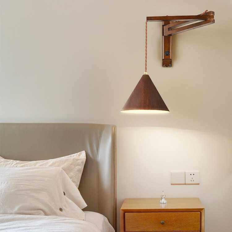 可折叠伸缩壁灯美式卧室床头灯中古房间灯具复古胡桃色主卧墙壁灯,机械设备,其他机械设备,淘宝优惠券,粉丝福利购,淘宝优惠卷