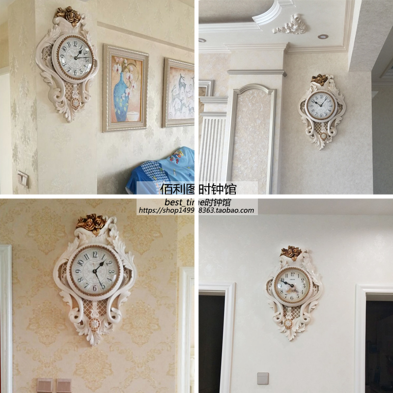 欧式豪华复古钟表客厅创意大气挂钟墙面装饰静音挂表现代摆钟壁钟