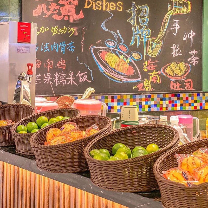 仿藤圆形面包篮子藤编水果展示篮零食点心果蔬篮超市斜口筐置物篮