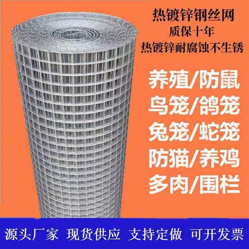 整卷铁丝网镀锌电焊网养殖网网阳台防护H防鼠网钢丝网片护栏玉米