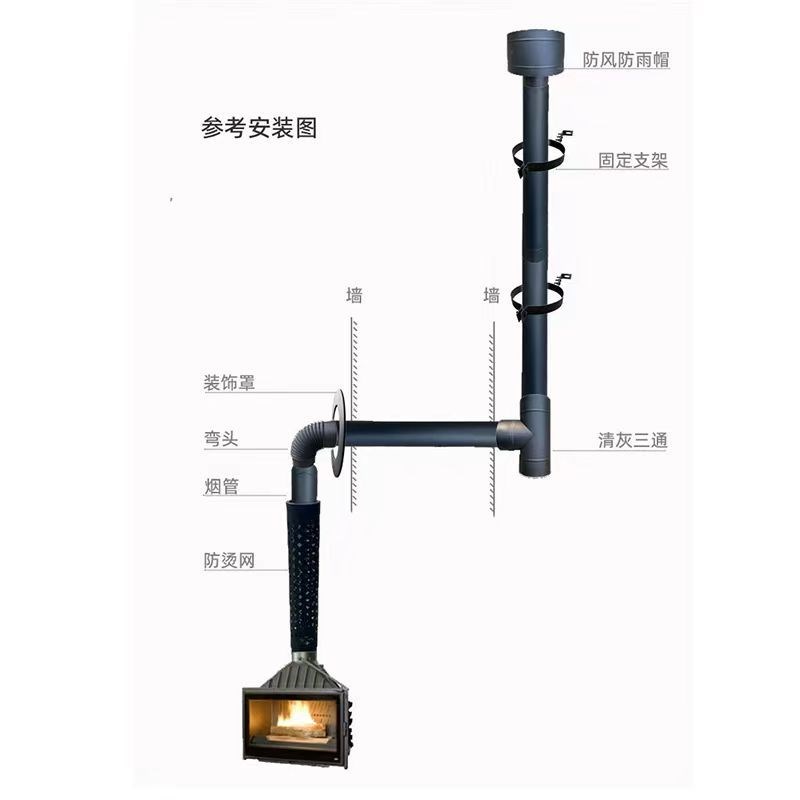 不锈钢烟囱支架真火壁炉烟筒别墅90度弯J头专用配件固定支架烟囱
