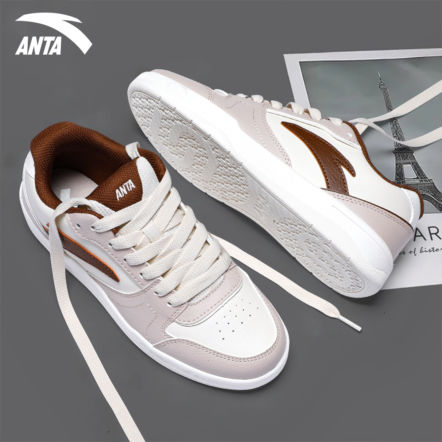 安踏女鞋秋季板鞋经典低帮时尚百搭轻便跑步运动鞋女士潮流休闲鞋