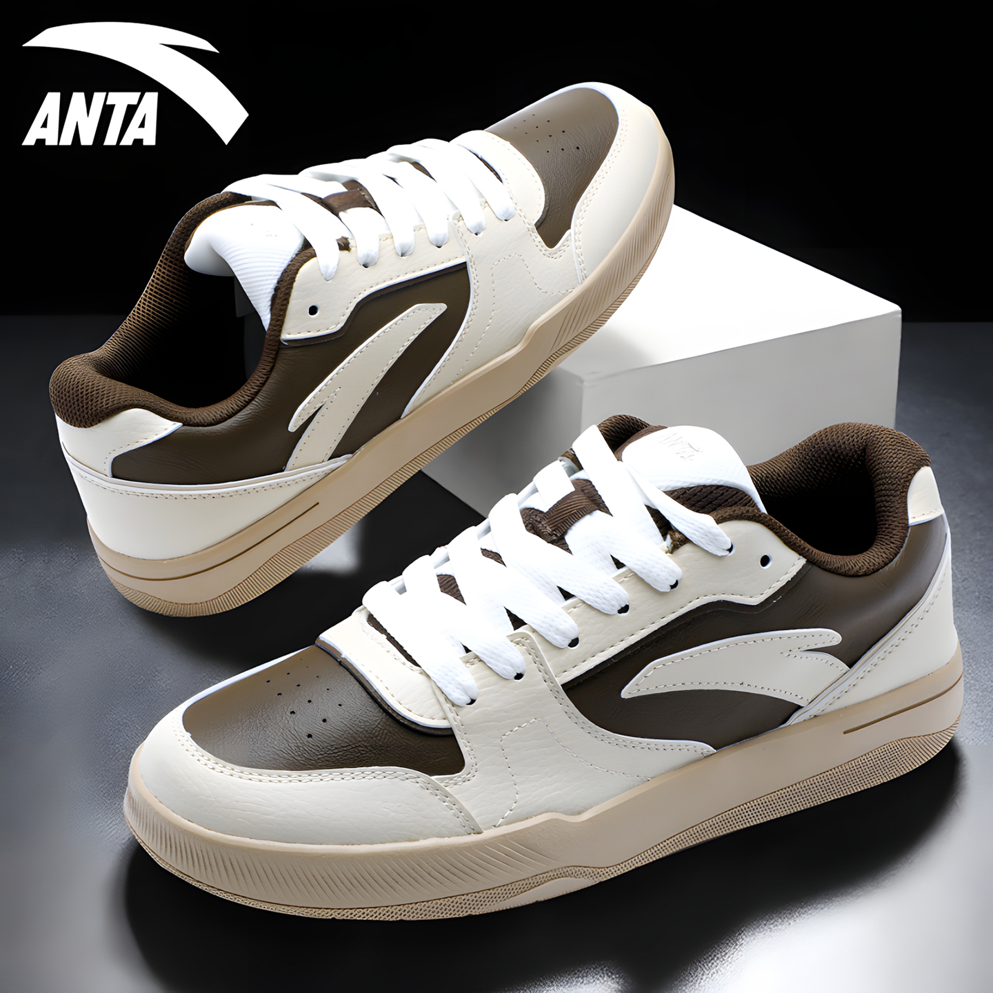 安踏复古板鞋男款低帮休闲运动鞋