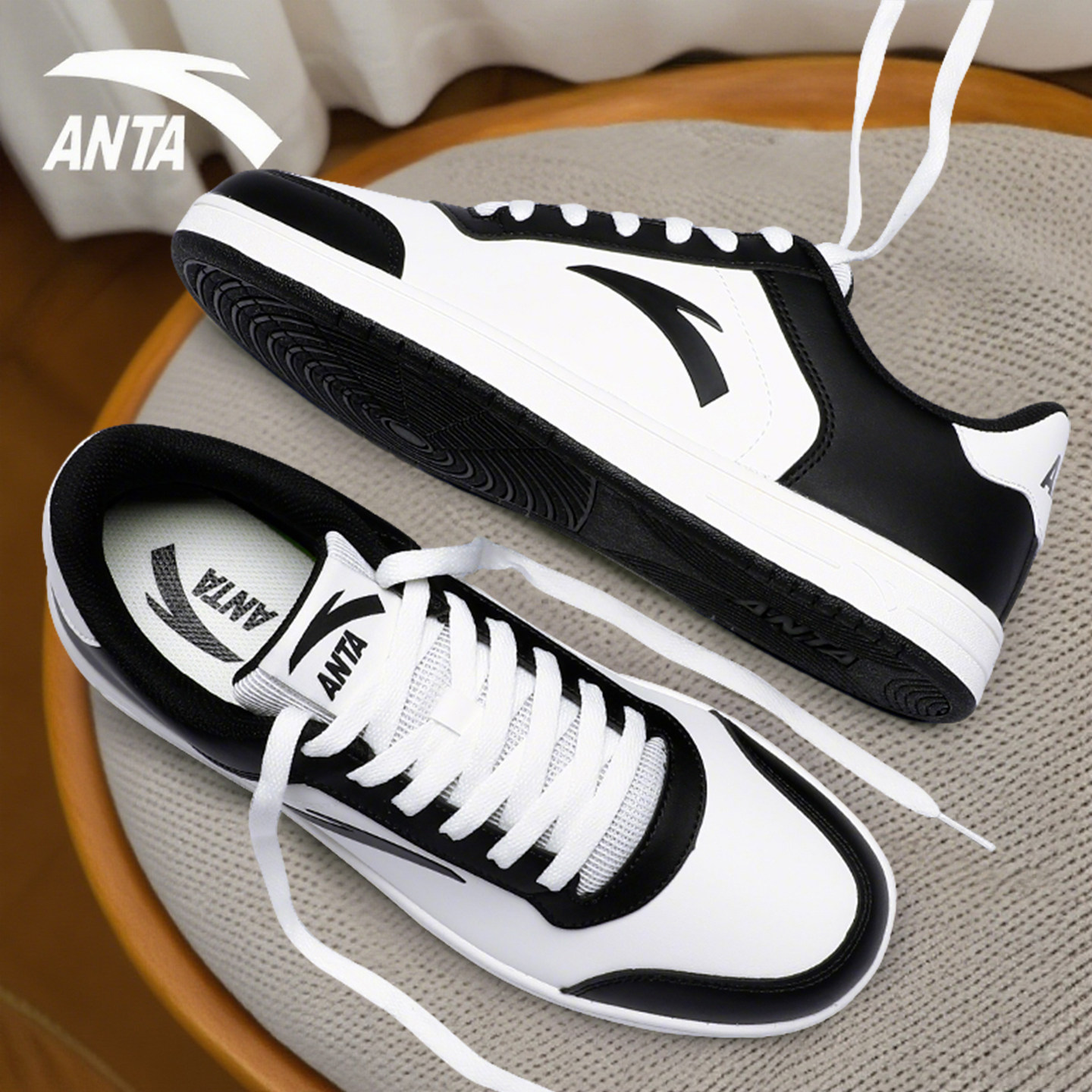 安踏板鞋男鞋青少年滑板鞋2026新款正品黑白色鞋子男士运动休闲鞋