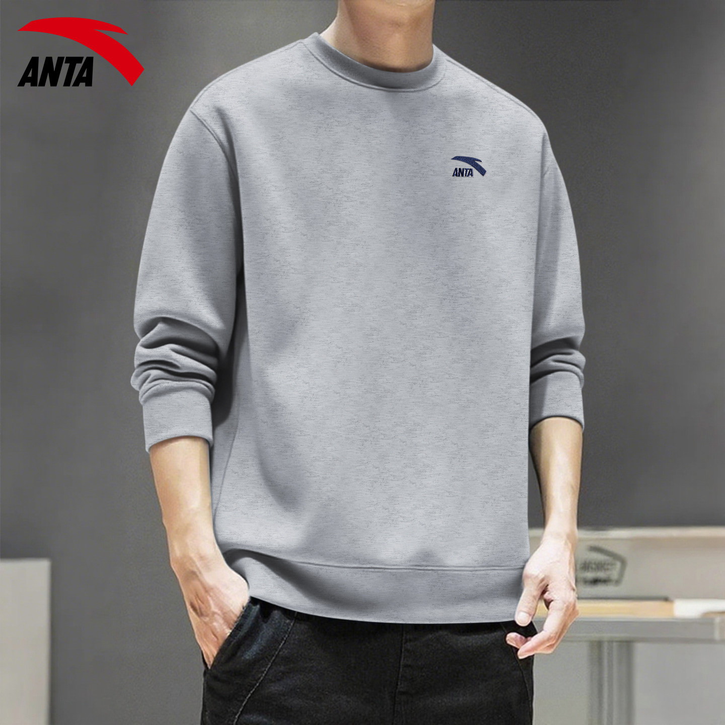 安踏长袖t恤男款卫衣打底衫2026新款男士青少年学生休闲运动上衣