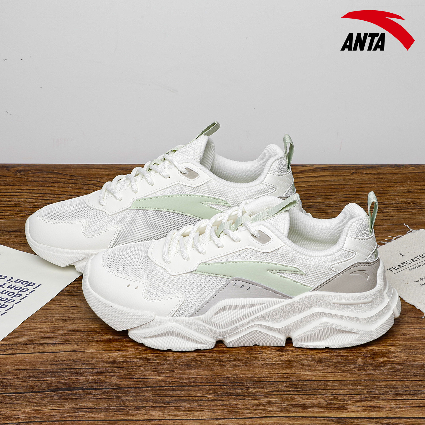 安踏女鞋厚底休闲鞋2026新款夏季网面透气女初中生跑鞋女士运动鞋