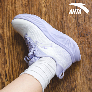 安踏女鞋漫步跑步鞋网面透气休闲鞋子新款正品女士轻便软底运动鞋