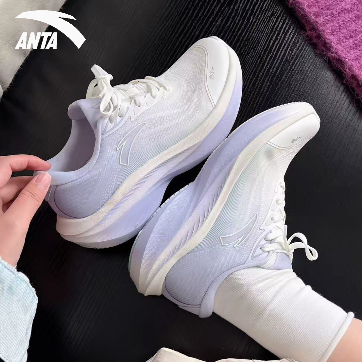 安踏叶子7女款2026新款跑步鞋厚底增高夏季透气休闲百搭运动鞋女