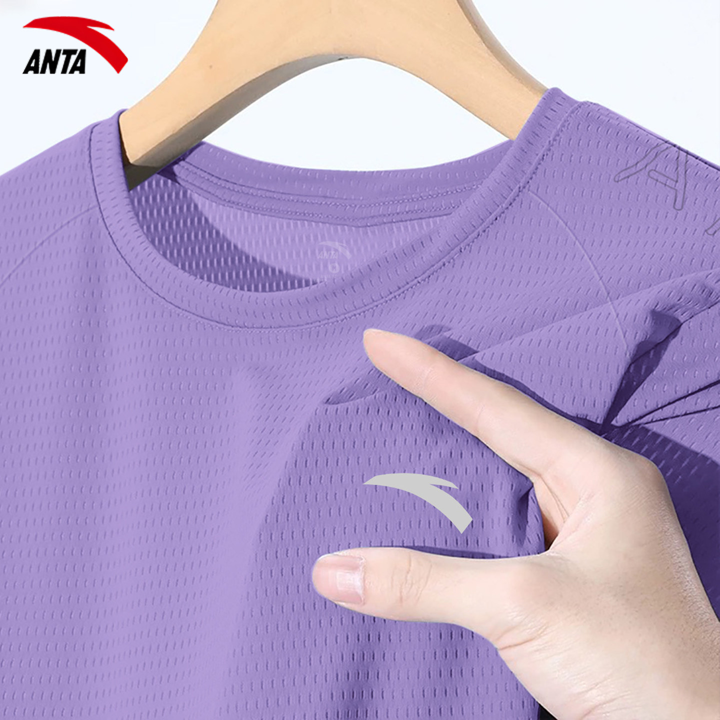 安踏运动速干短袖女羽毛球服上衣