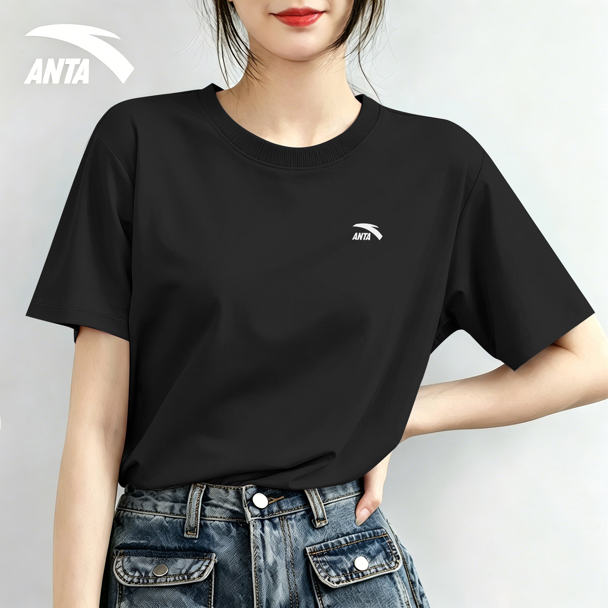 安踏短款T恤2026新款夏薄款透气棉质情侣服短袖休闲百搭运动上衣