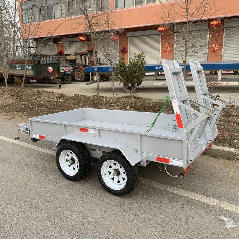中型低栏式四轮拖车农用物资机械工具拖车厂区仓库物料白色挂车