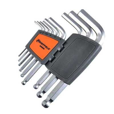 钢盾S050003 9件套公制标长球头内六角扳手手动扳手套装套管