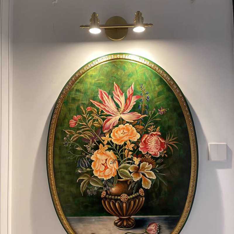 复古全铜浴室装饰画镜前灯卫生间led防水洗漱镜卧室床头灯具镜子