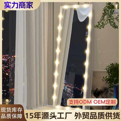 LED Full Length Mirror with Lights, Aluminum Frame, 3 Color