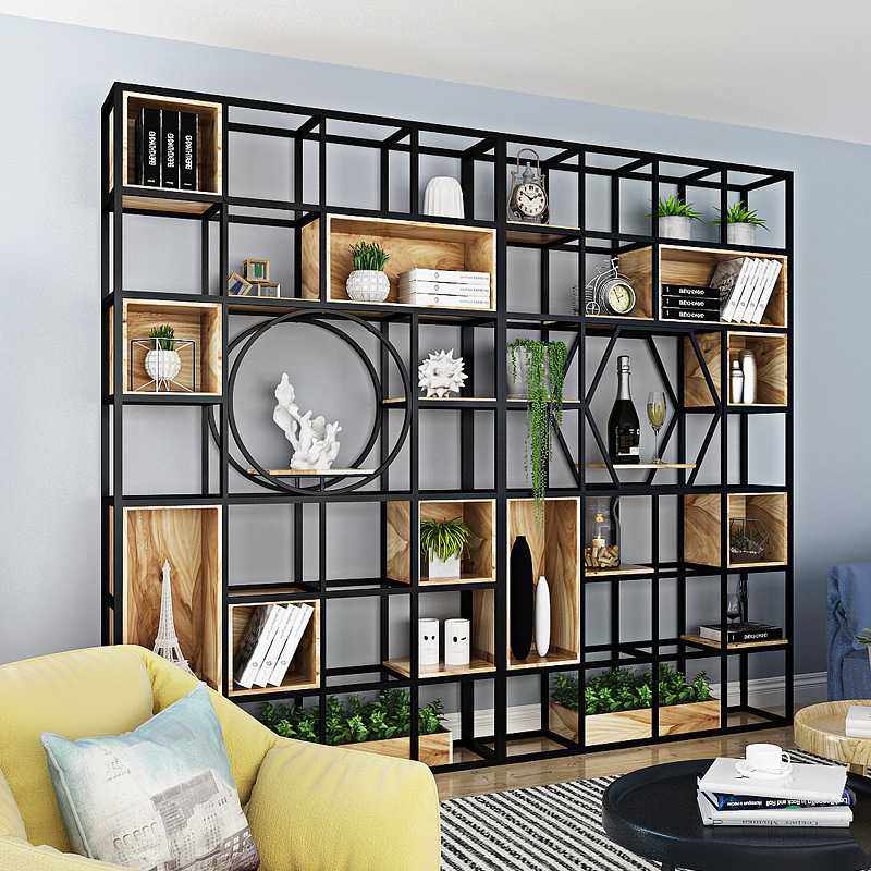 美式loft铁艺隔断置物架 玄关实木落地装饰陈列架 多层格子书架,3C数码配件,摄像机配件,淘宝优惠券,粉丝福利购,淘宝优惠卷