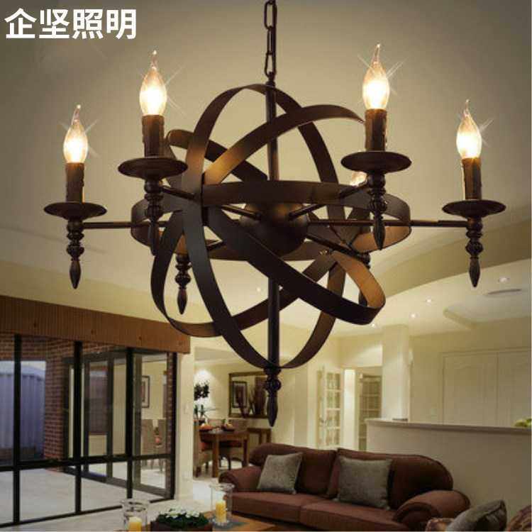 loft美式乡村简约创意复古工业风餐厅灯吧台咖啡厅客厅灯铁艺