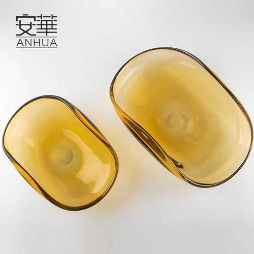 安华轻奢艺术果盘现代简约玻璃装饰品创意摆件高端精致工艺品