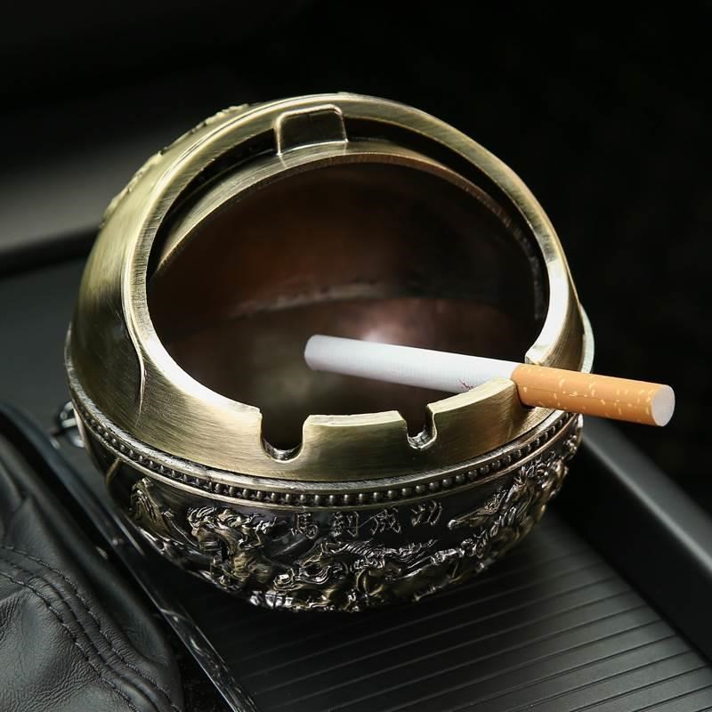 纯铜灰缸带盖欧式小烟灰缸家用客厅创意个性潮流复古防飞灰办公室