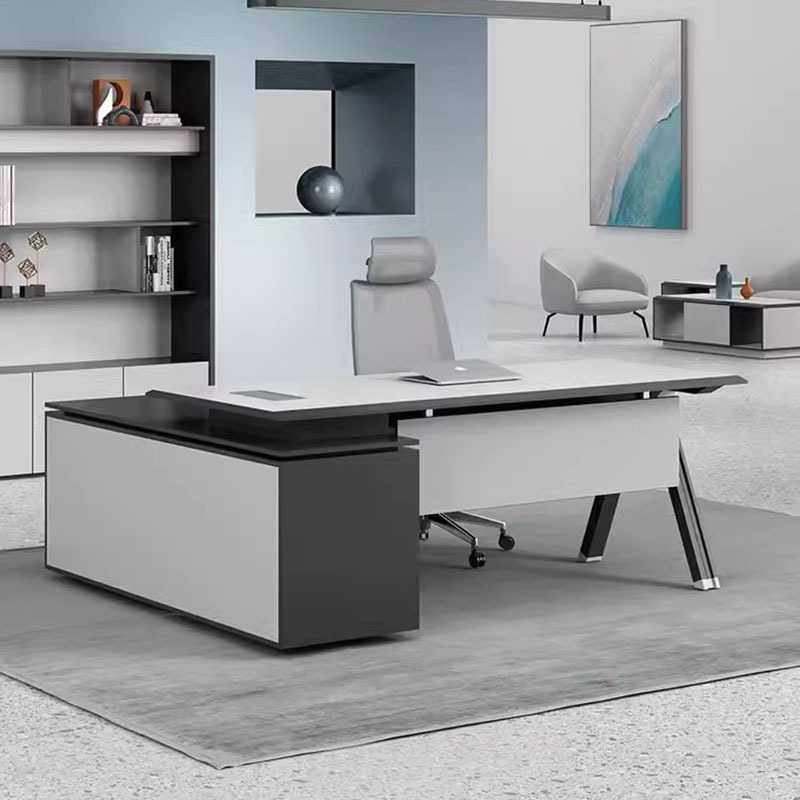E0级经理办公桌老板桌办公桌椅组合简约现代时尚白色设计感主管桌