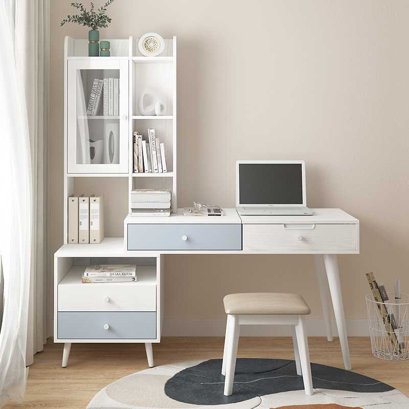 书桌一体桌组合台式电脑桌带妆台多功能书架旋转学习办公书桌