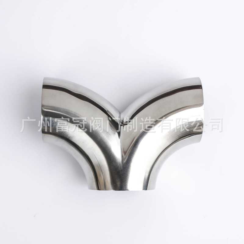304不锈钢卫生级R型三通弯头 人字型焊接三通接头 内外镜面接头