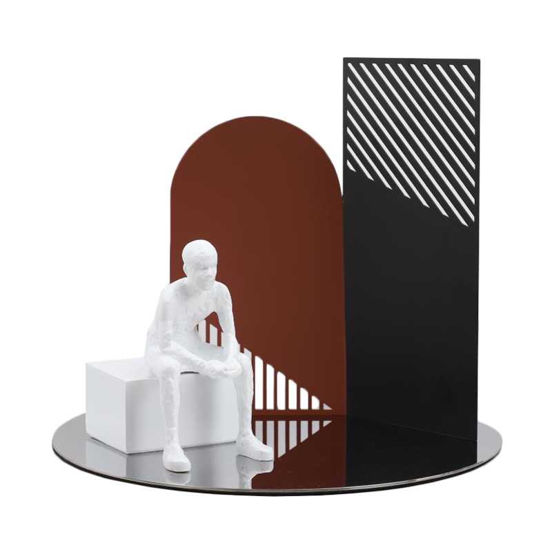 简约现代黑白树脂金属艺术创意雕塑摆件屏风 样板间桌面软装饰品