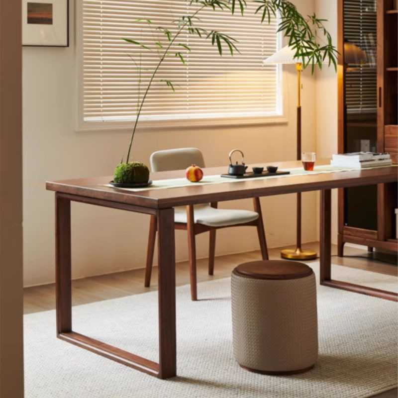 北美黑胡桃木餐桌全实木长桌写字桌长方形简约现代茶桌大板桌餐厅