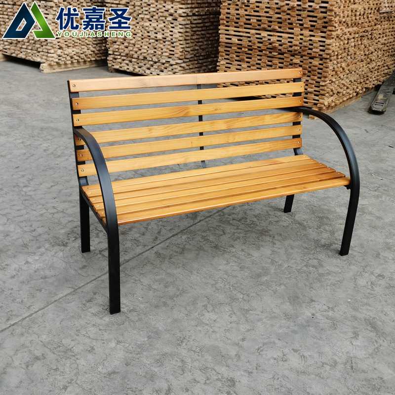 户外钢木公园椅铸铁休闲椅小区花园铸铁长椅室外钢管实木座椅座凳