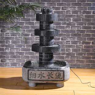 石雕摆件细水长流户外室内鱼池晚霞红石盆水池景观荷塘月色养鱼缸