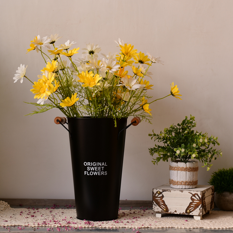 田园铁皮花桶花店干花插花鲜花桶创意橱窗摆件铁艺花盆装饰小花筒
