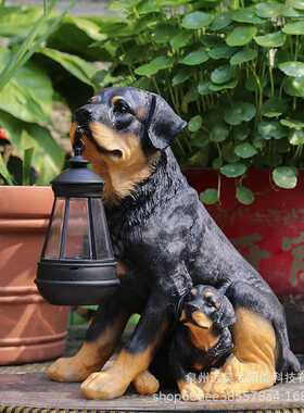 ?èn n?ng l?c m?t tr?i 太阳能庭院灯拉布拉多母子狗摆件