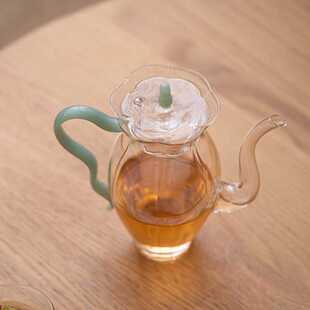 日式茶壶透明玻璃泡茶家用办公室耐高温高颜值侧把养生泡茶水仙壶