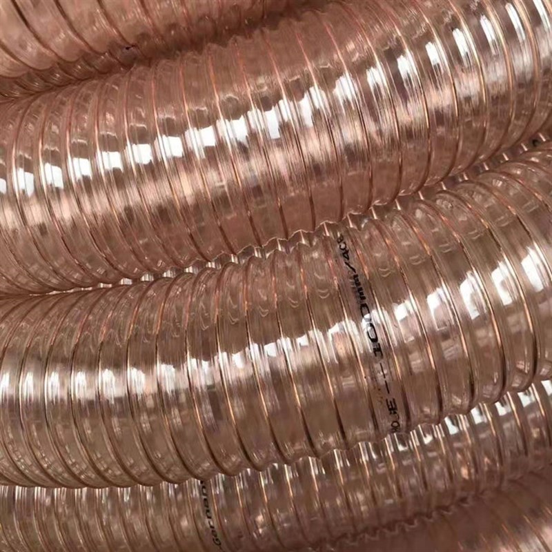 厚2mm耐磨PU聚氨酯镀铜钢丝管透明吸尘管抽木屑耐磨物料管耐高温