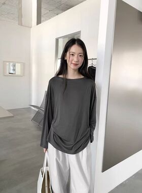 爱与南希十三行2026春夏慵懒风薄款休闲天丝长袖T恤防晒上衣04101