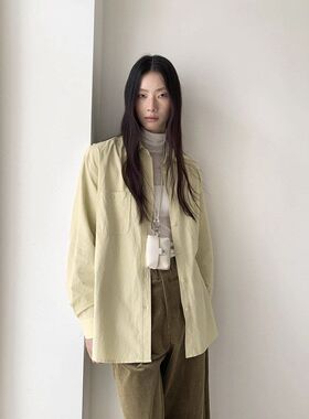 爱与南希十三行极简秋韩风纯棉宽松遮肉慵懒休闲大廓形衬衫02657