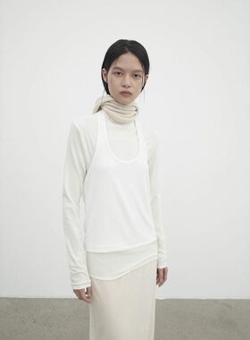 爱与南希十三行极简冬韩风小众设计感挂脖叠搭层次感背心女03516