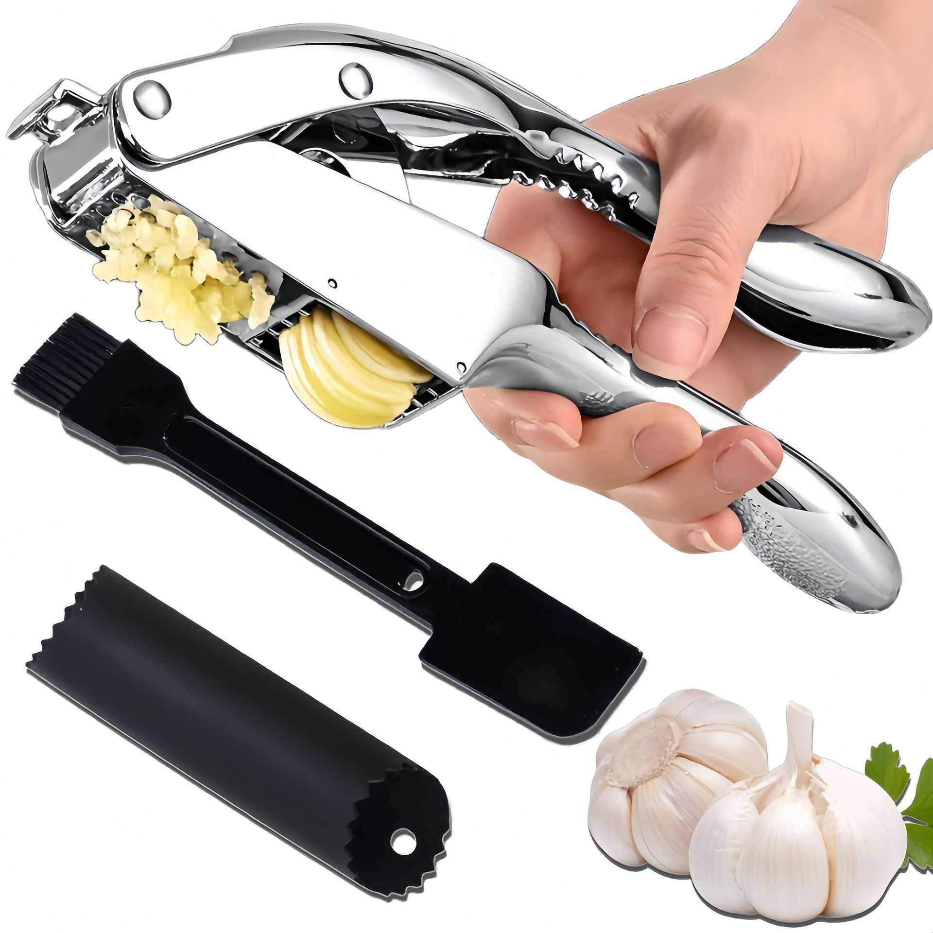 蒜泥器三合一多功能蒜泥工具压蒜器蒜蓉姜切片器剥蒜去皮器核桃夹