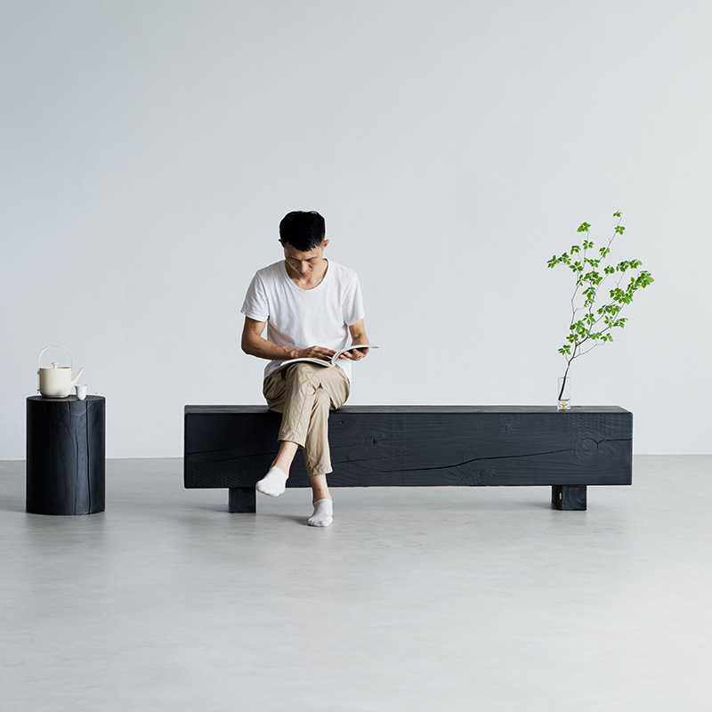 侘寂风原木碳化长条凳实木民宿电视柜服装店换鞋凳休息凳,电子元器件市场,其它元器件,淘宝优惠券,粉丝福利购,淘宝优惠卷