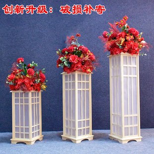宫灯原木灯光路引方柱婚庆道具G婚礼t台舞台布置装 新中式 饰摆件