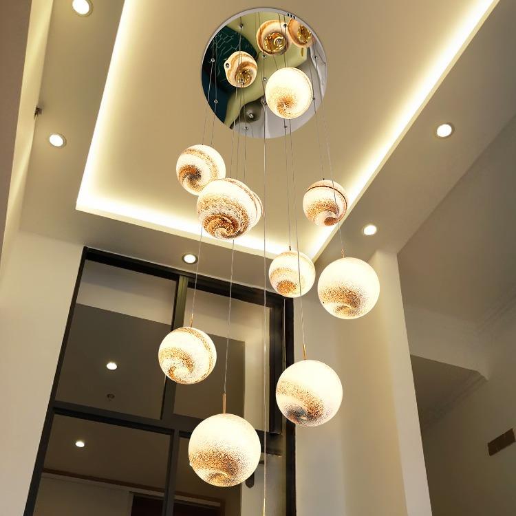 挑空复式楼loft公寓中空挑高客厅灯别墅楼梯灯长吊灯北欧现代简约