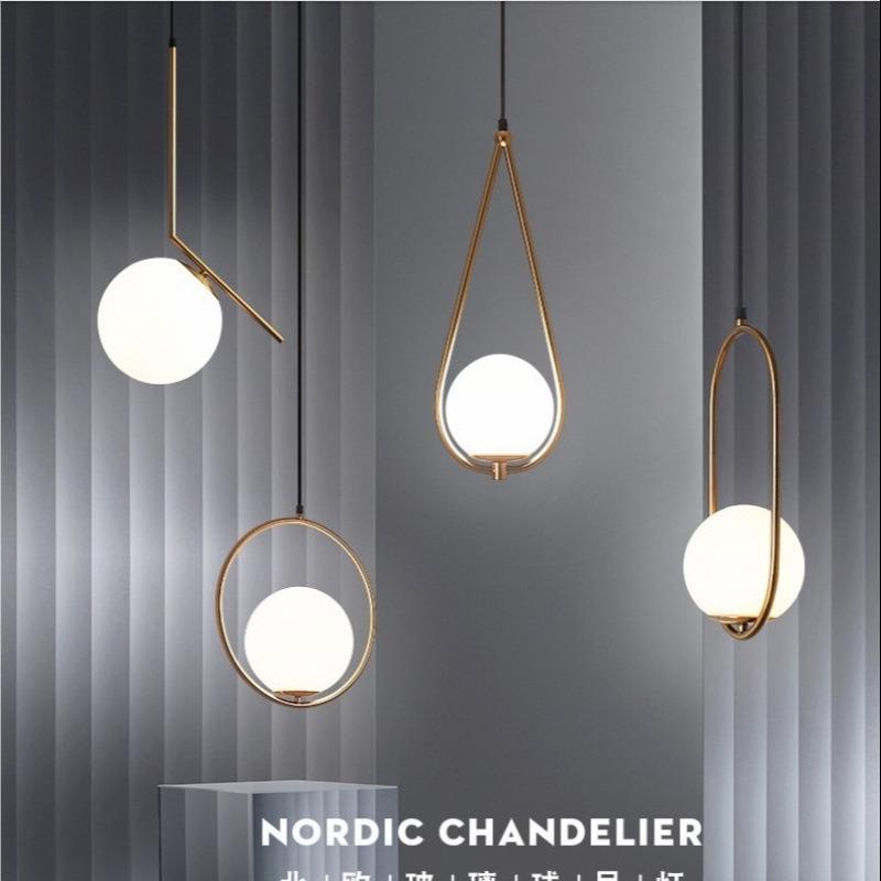 北欧简约个性玻璃圆球吊灯床头服装店奶茶店餐吧台橱窗理发店吊灯