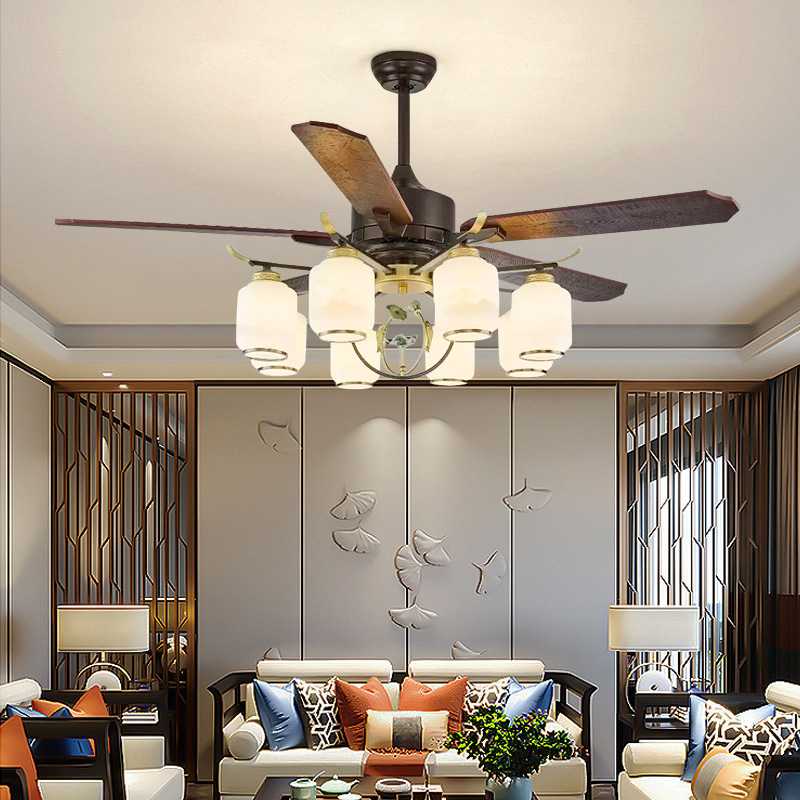 新中式风扇灯客厅大风复古吊扇灯别墅现代电扇灯餐厅工业吊灯高端