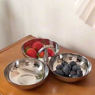 轻奢KTV包厢小吃干果盘酒店家居果盘样板房装饰盘三宫格不锈钢盘