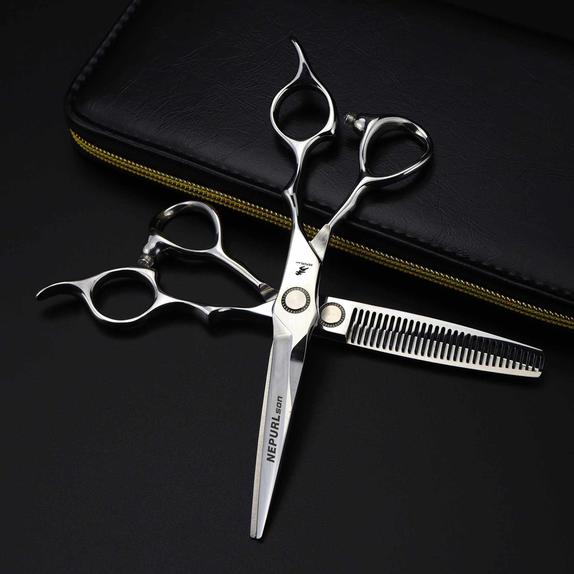 JG-08高档  奈普森美发剪直剪牙剪打薄剪发廊专用外贸爆款